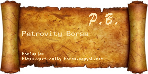Petrovity Borsa névjegykártya